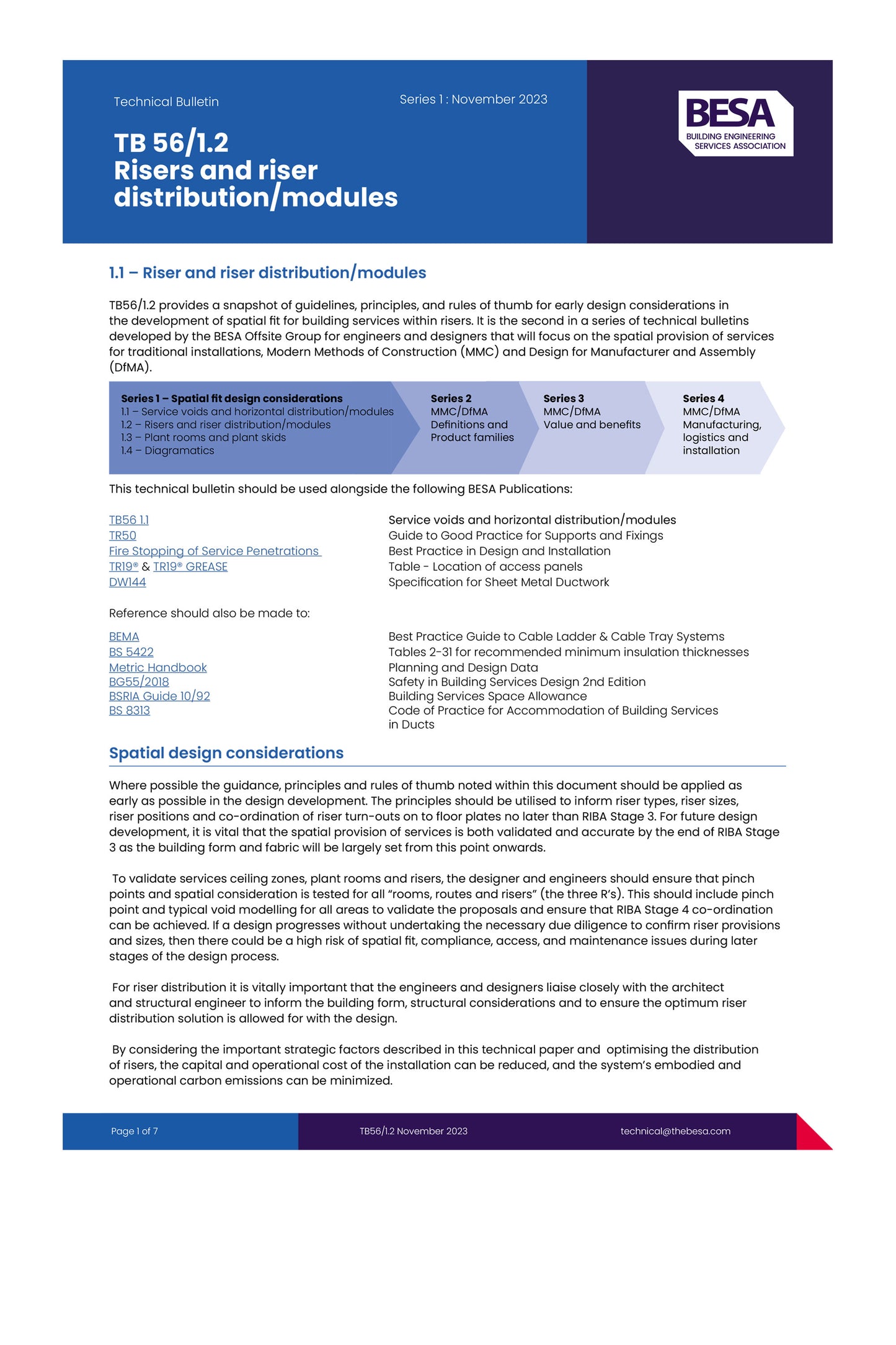 TB 56/1.2 Risers and Riser Distribution/Modules, a BESA publication.