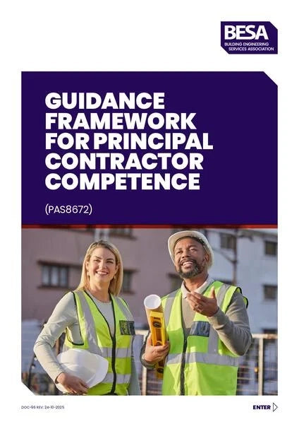 Cover of BESA Guidance Framework for Principal Contractor Competence PAS 8672